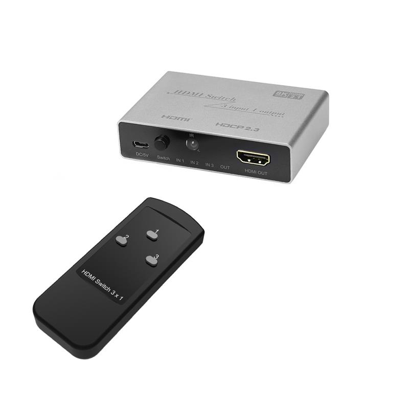 iCAN Commutateur HDMI 8K avec adaptateur secteur | 3 entrées 1 sortie