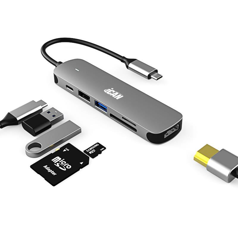 iCAN BX6H 6-in-1 USB-C 100W...