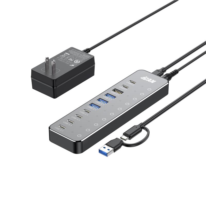 iCAN 10-in-1 USB 3.2 10Gbps Hub with 60W Power Adaptor
