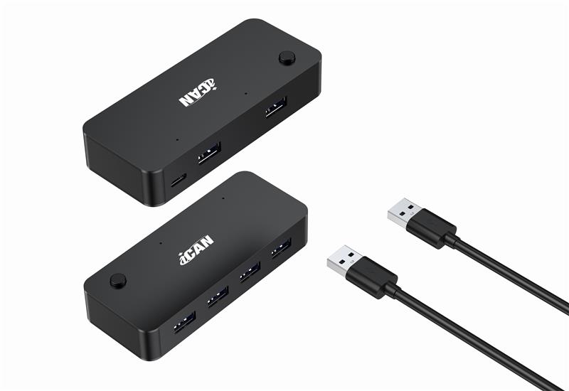 iCAN USB 3.2 Switch Hub, Share 4 USB Devices for 2 Computers