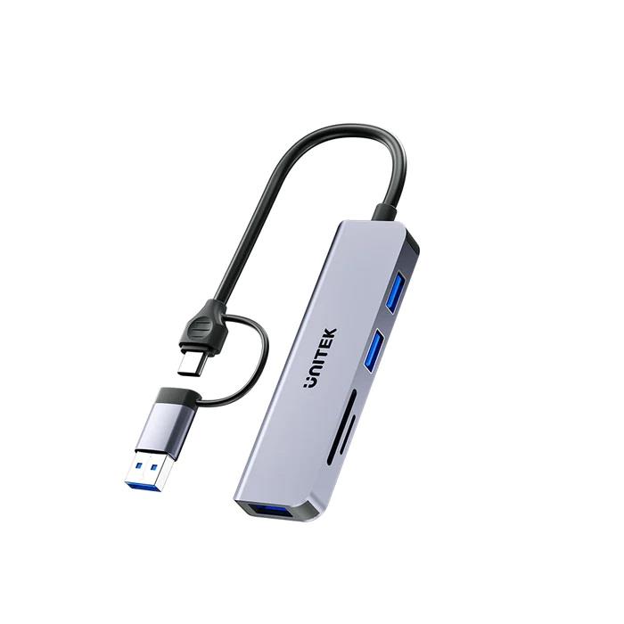 UNITEK 5-in-1 USB-A Hub with SD and Micro SD Card Readers