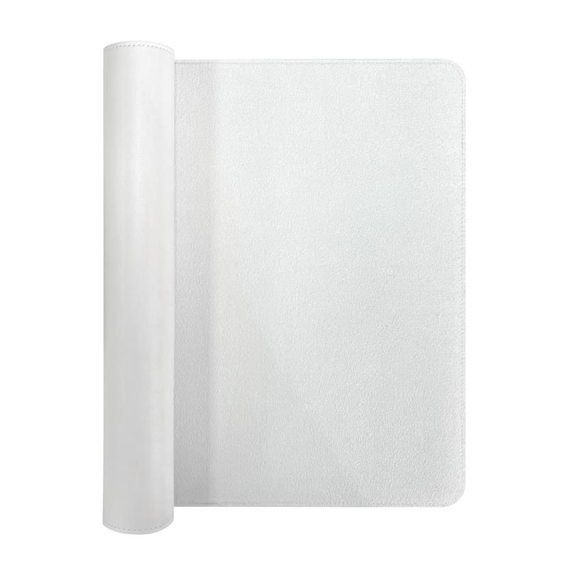 iCAN White PU Leather Top + Anti-Slip Suede Desk Pad w/ Stitched Lines(Open Box)
