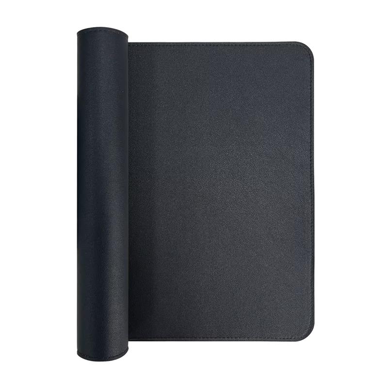 iCAN Black Double-Sided PU Leather Desk Pad with Stitched Line