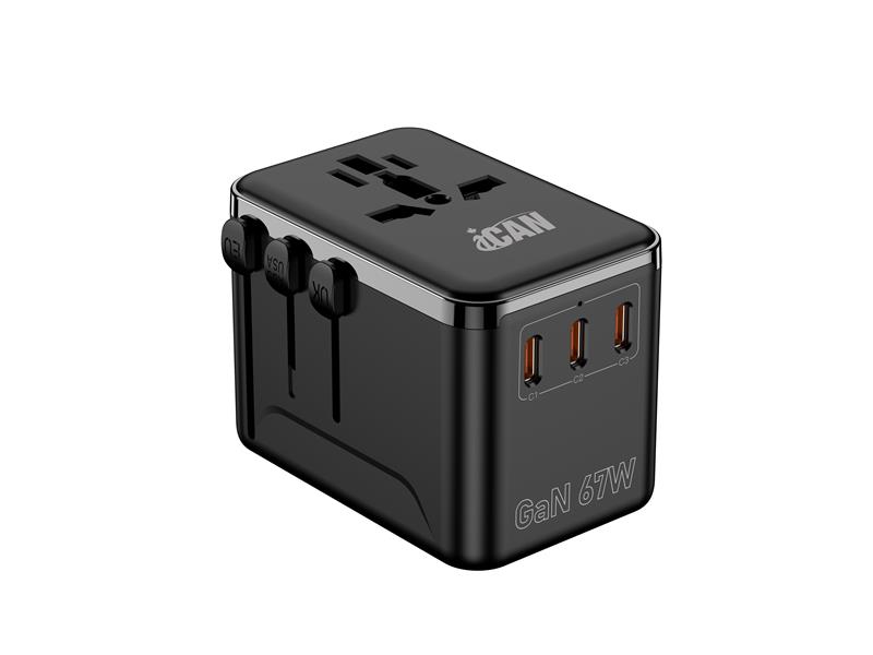 iCAN 67W 4-Port Universal Travel Adaptor  with 3 USB-C and 1 USB-A
