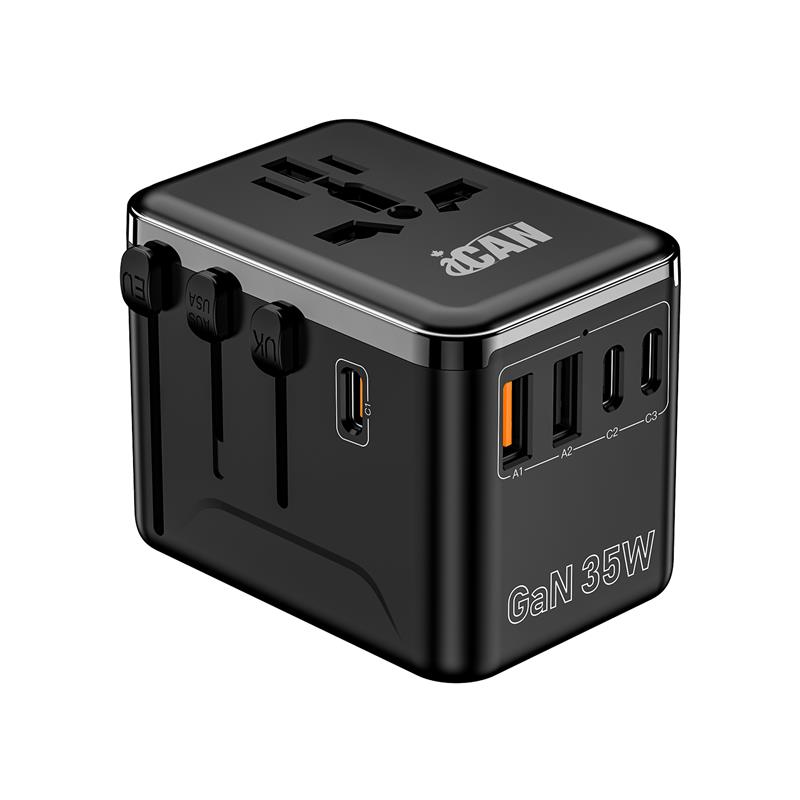 iCAN 35W 5-Port Universal Travel Adapter with 3 USB-C and 2 USB-A