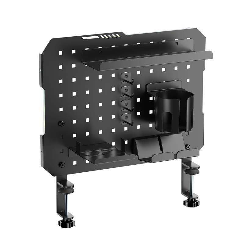 ICAN Clamp-On Desk Pegboard with LED Lighting & Accessories, Black