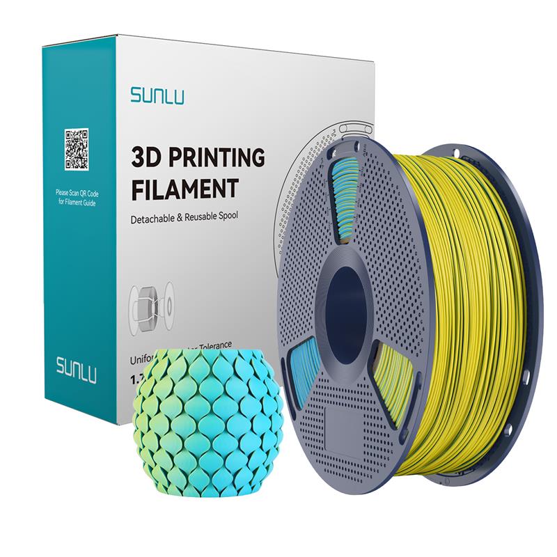 Sunlu 1.75mm, 1kg/spool, PLA Matte Dual Color Yellow Cyan