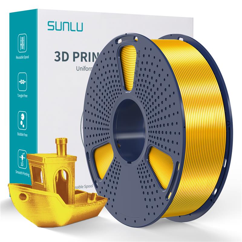 Filament PLA+ soie Sunlu 1,75 mm, 1 kg/bobine (or clair)