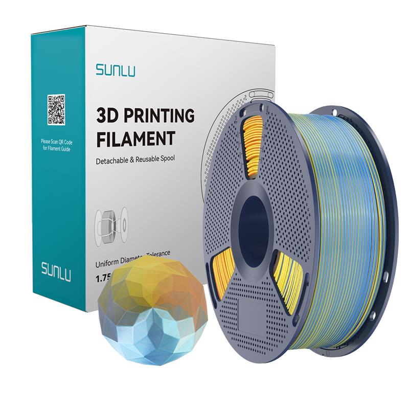 Sunlu 1.75mm,1kg/spool,Silk PLA+ Forth-Color Blue Purple Orange Yellow