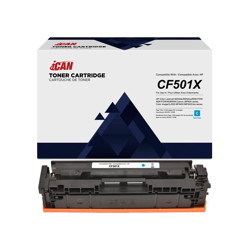 Cartouche de toner cyan HP CF501X compatible iCan