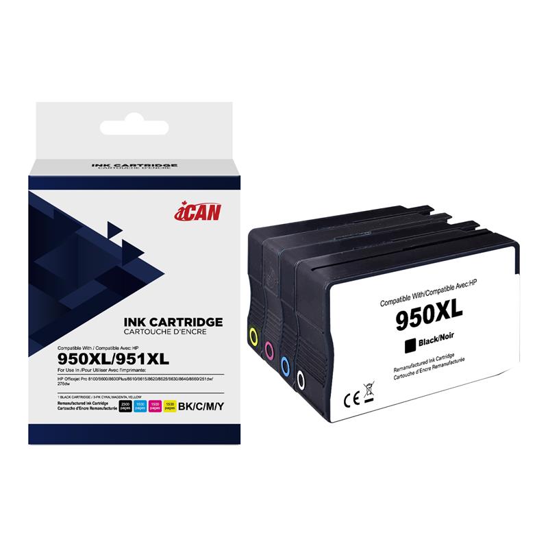 iCan Cartouche d'encre noire HP 950XL et tricolore 951XL