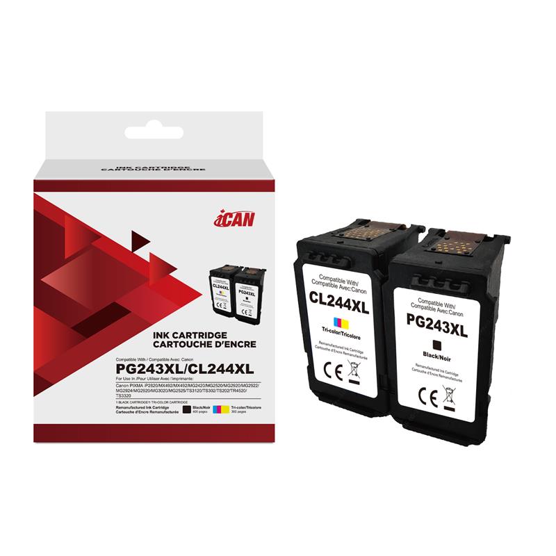 iCAN Compatible Canon PG-243/244 XL Black and Color Ink Cartridge