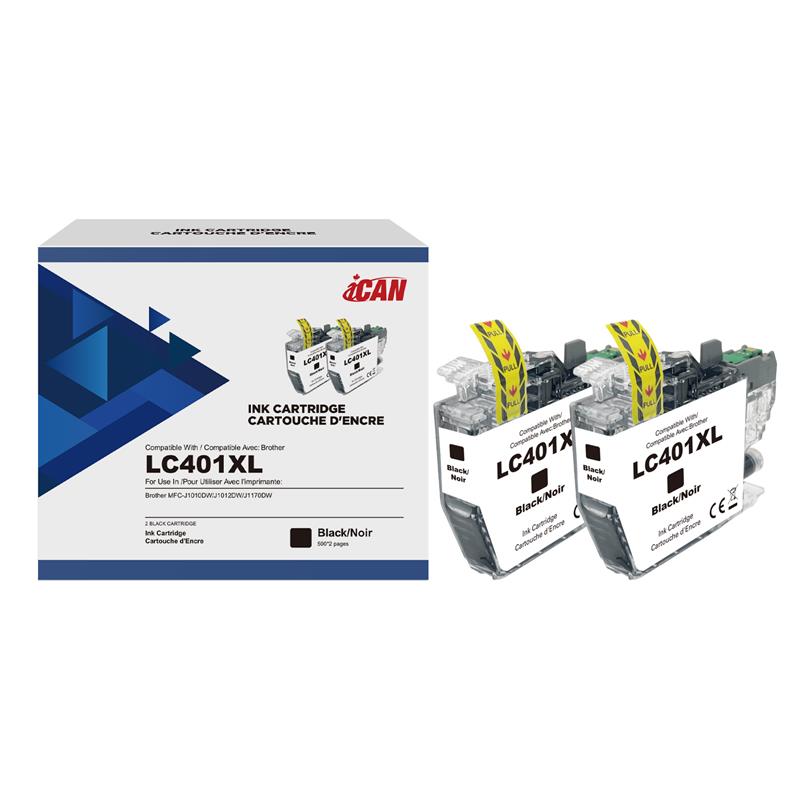 iCAN Cartouche d'encre noire compatible Brother LC 401 XL