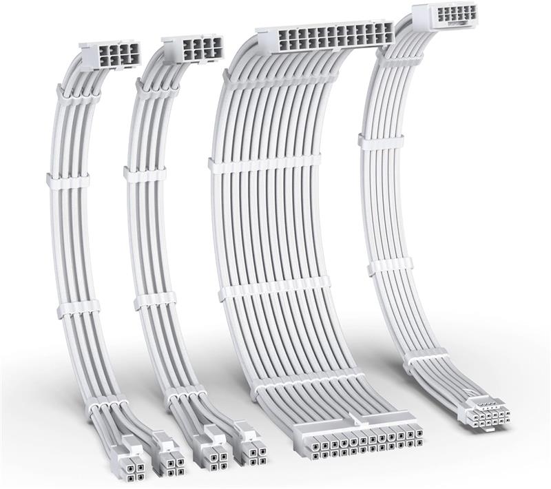iCAN PSU Cable Extension Cable Kit, Braided, White