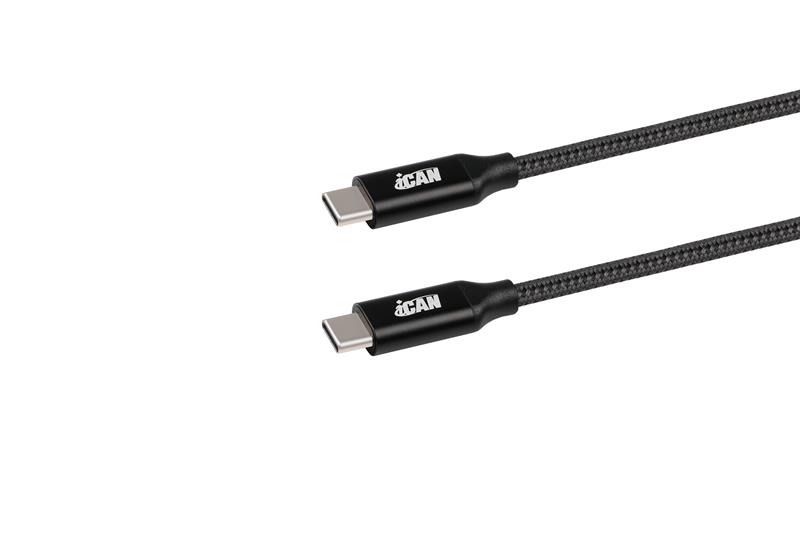 iCAN USB 2.0 Type-C Male to Type-C Male Cable, 100W, 3ft(Open Box)