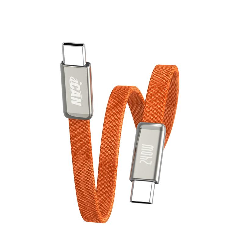 iCAN USB 2.0 Ultra-thin Type-C Male to Male Flat Cable, 240W, 3ft