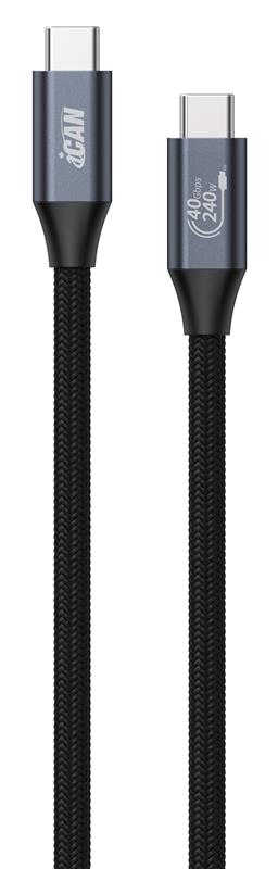 Câble iCAN USB4 Type-C Mâle vers Type-C Mâle, 240W, 6 pieds