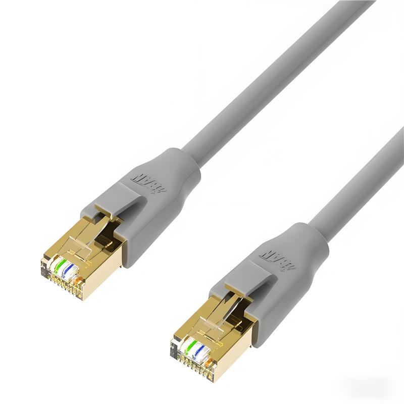 iCAN CAT7 Ethernet Patch Cable, High Speed 10Gbps 600MHz, Double Shielded S/FTP 26AWG, Gold Plated, 15FT, Grey