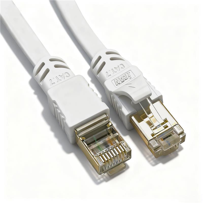 iCAN CAT7 Shielded Flat Ethernet Cable, 10Gbps, STP, 10FT, White