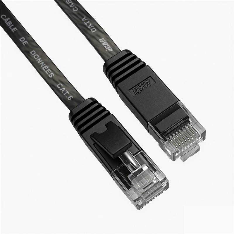 Câble Ethernet Gigabit plat iCAN CAT6, 1 000 Mbps, 32 AWG, 1,5 m, noir