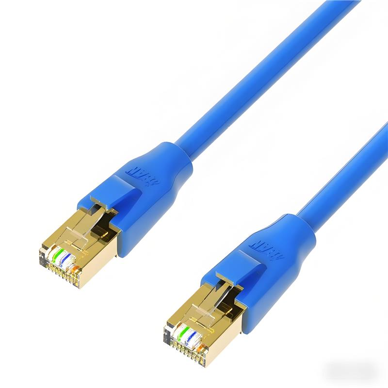 iCAN CAT7 Ethernet Patch Cable, High Speed 10Gbps 600MHz, Double Shielded S/FTP 26AWG, Gold Plated, 25FT, Blue