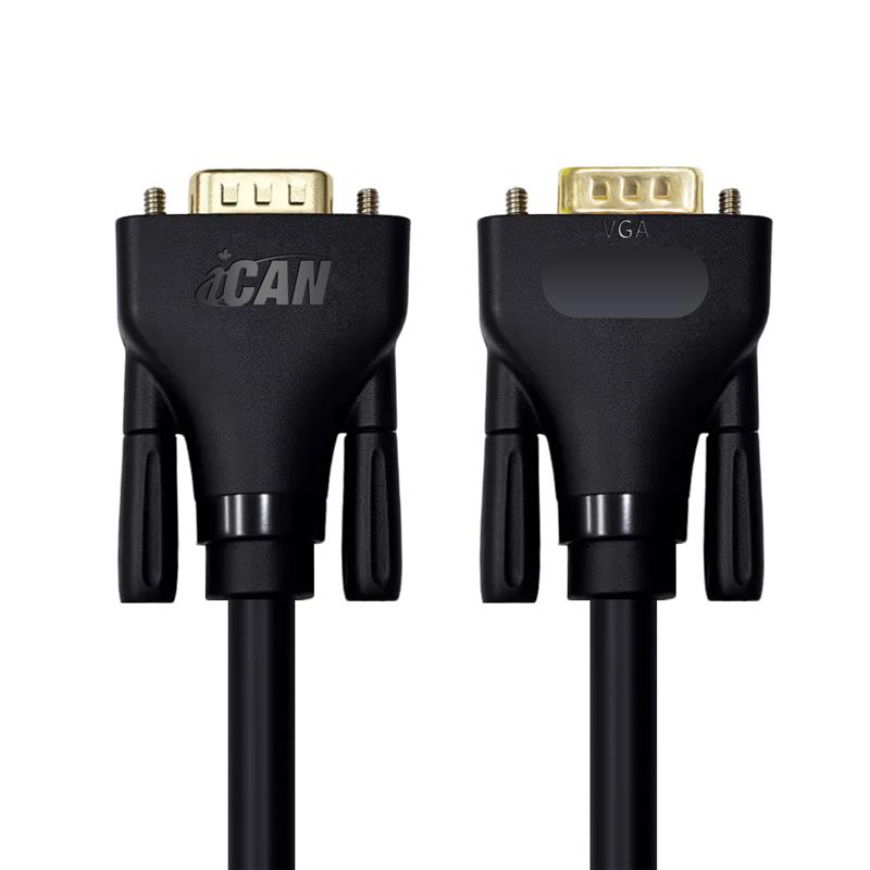 Câble iCAN SVGA 1080P à 60 Hz, mâle vers mâle, plaqué or, 1,8 m, noir