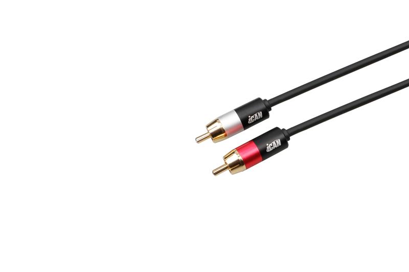 iCAN 2xRCA Audio Cable, Gold Plated, Black, 6FT(Open Box)