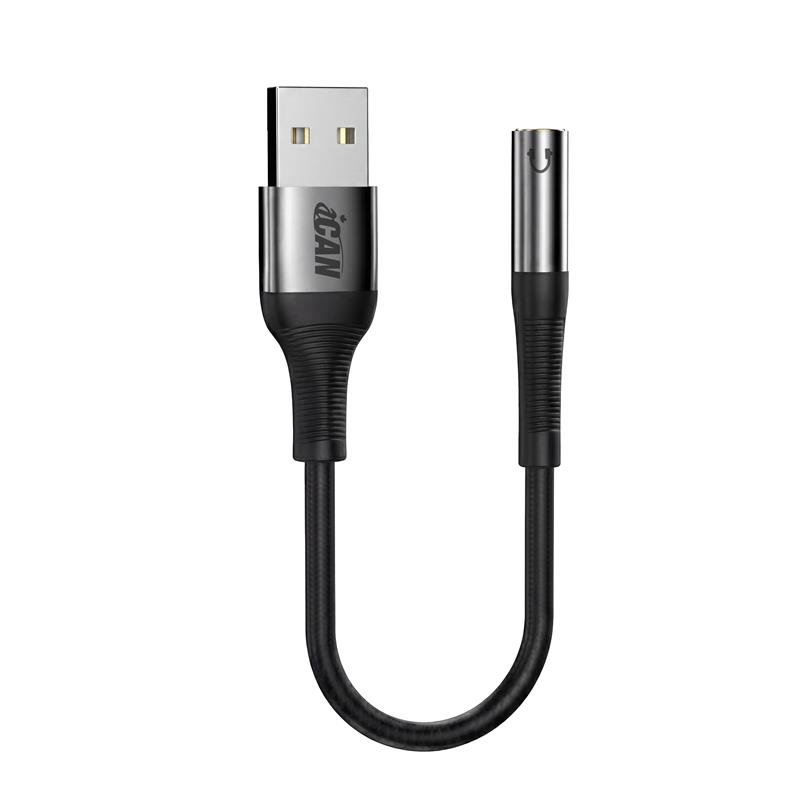 iCAN Type-A Male to 3.5mm Audio Female Adapter, Black
