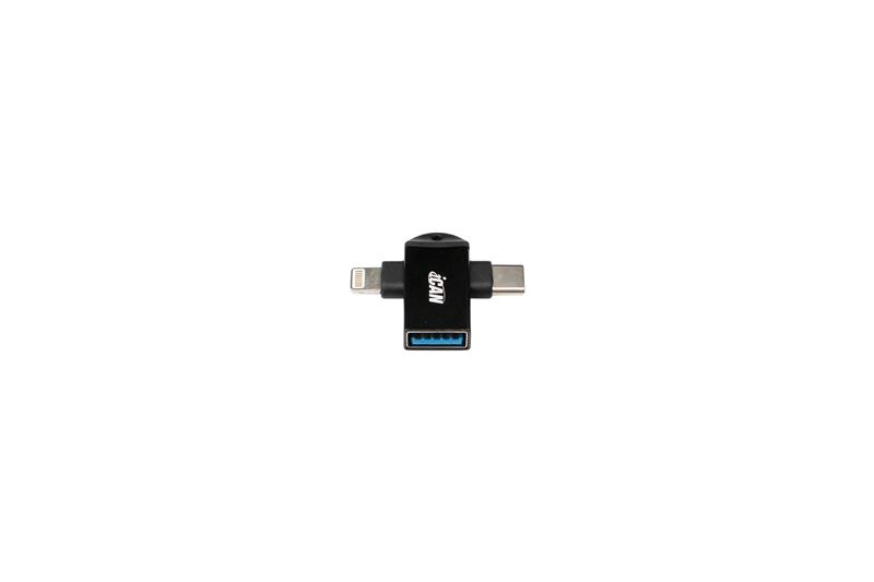 Adaptateur iCAN USB 2.0 Type-C Mâle+Lightning Mâle vers Type-A Femelle(Open Box)
