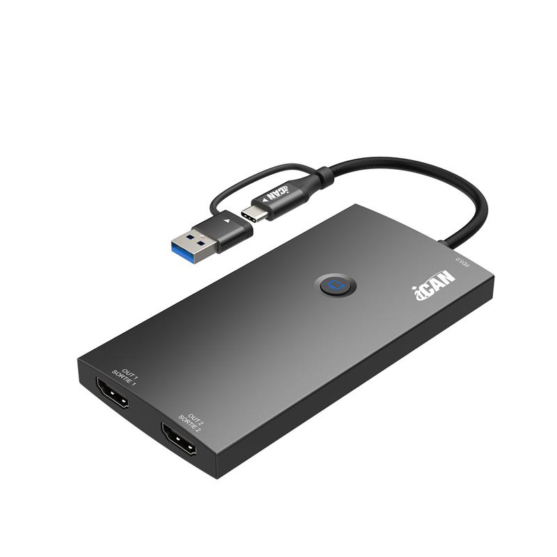 Adaptateur iCAN USB-C vers double HDMI 4K@60Hz + PD 100 W