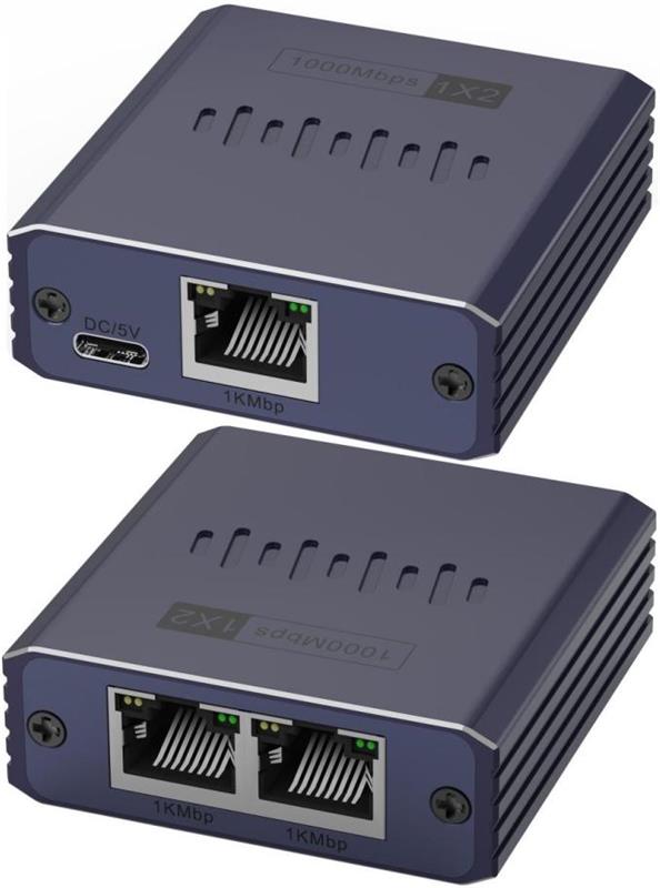 iCAN Gigabit Ethernet Splitter 1 to 2 Network Switch Adapter