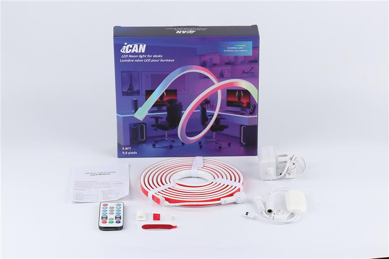 iCAN RGB+IC COB LED 9.8ft Neon Rope Lights, Gaming Lights.