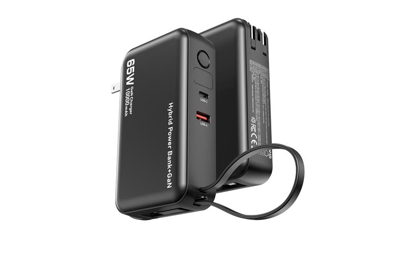 iCAN 3-in-1 10000mAh 65W Portable Charger w/ Type-C Built-in Cable