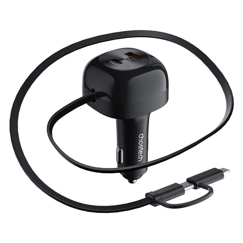 Choetech Chargeur de voiture 75 W à 2 ports avec câble extensible(Open Box)