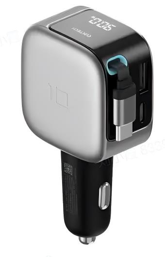 CUKTECH 100W 3-in-1 Digital Car Charger with 2.3 Ft Cable