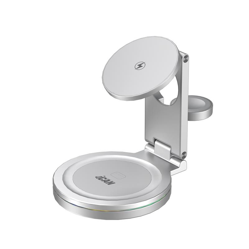 iCAN 3-in-1 360° Rotating 15W Wireless Foldable Charger with RGB Light(Open Box)
