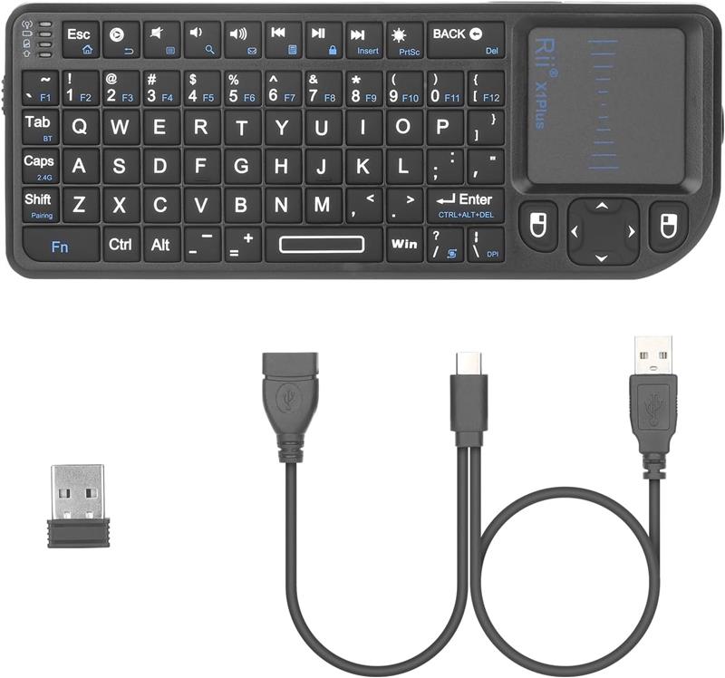 Clavier rétroéclairé sans fil Rii Mini X1Plus avec trackpad et télécom