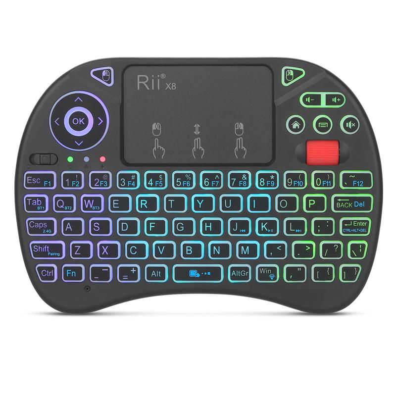 Rii X8 Mini 2,4 GHz sans fil/Bluetooth avec clavier à tactile et écran