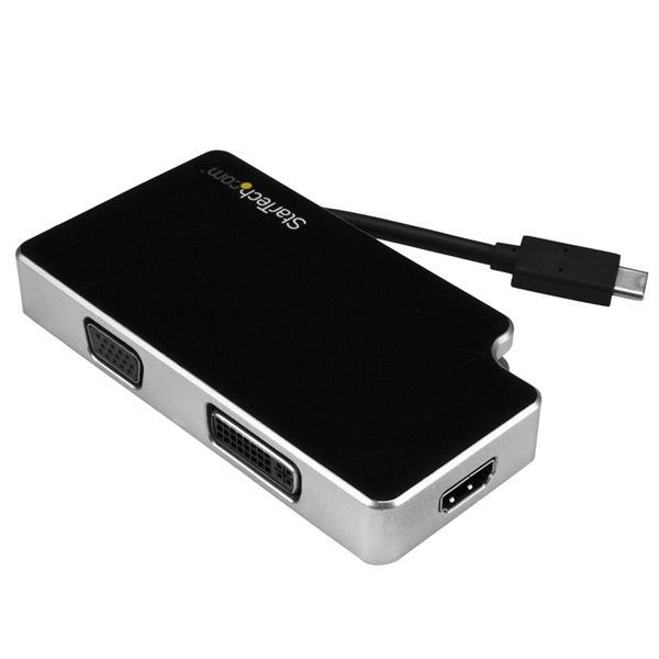 daptateur StarTech Travel A/V : USB-C 3 en 1 vers VGA, DVI ou HDMI - 4K (CDPVGDVHDB) | -Adaptateur 3 en 1 - USB-C vers VGA, ...