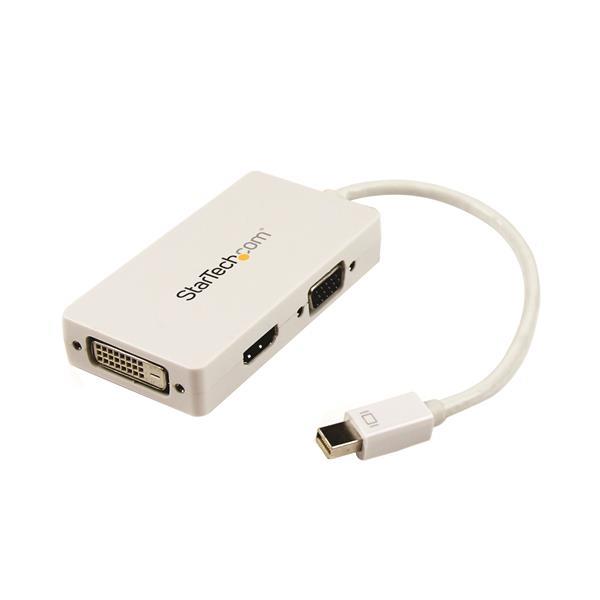 daptateur StarTech Travel A/V : Convertisseur Mini DisplayPort 3 en 1 vers VGA, DVI ou HDMI - Blanc (MDP2VGDVHDW) | - Adapta...