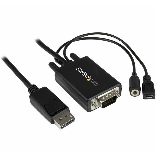 Câble adaptateur StarTech DisplayPort vers VGA avec audio - 6 pi (2 m) (DP2VGAAMM2M) | -Créez un environnement de travail sa...