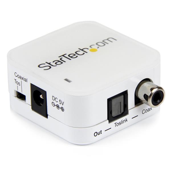 StarTech Convertisseur audio numérique bidirectionnel coaxial vers optique Toslink avec répéteur (SPDIFCOAXTOS)