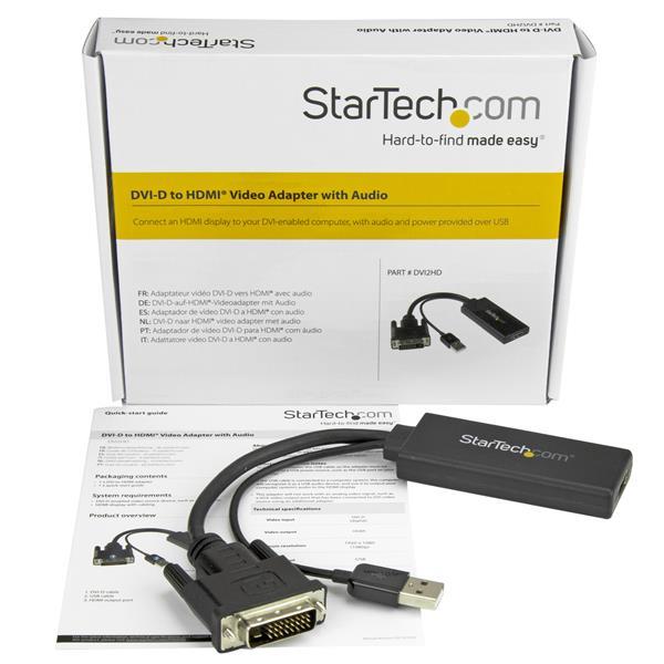 daptateur vidéo StarTech DVI vers HDMI avec alimentation USB et audio - 1080p (DVI2HD