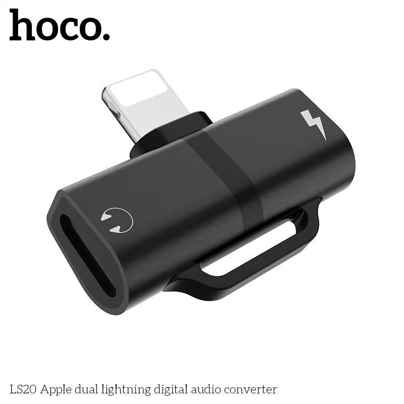 HOCO Adaptateur Double Charge et Audio Lightning, Noir(Open Box)