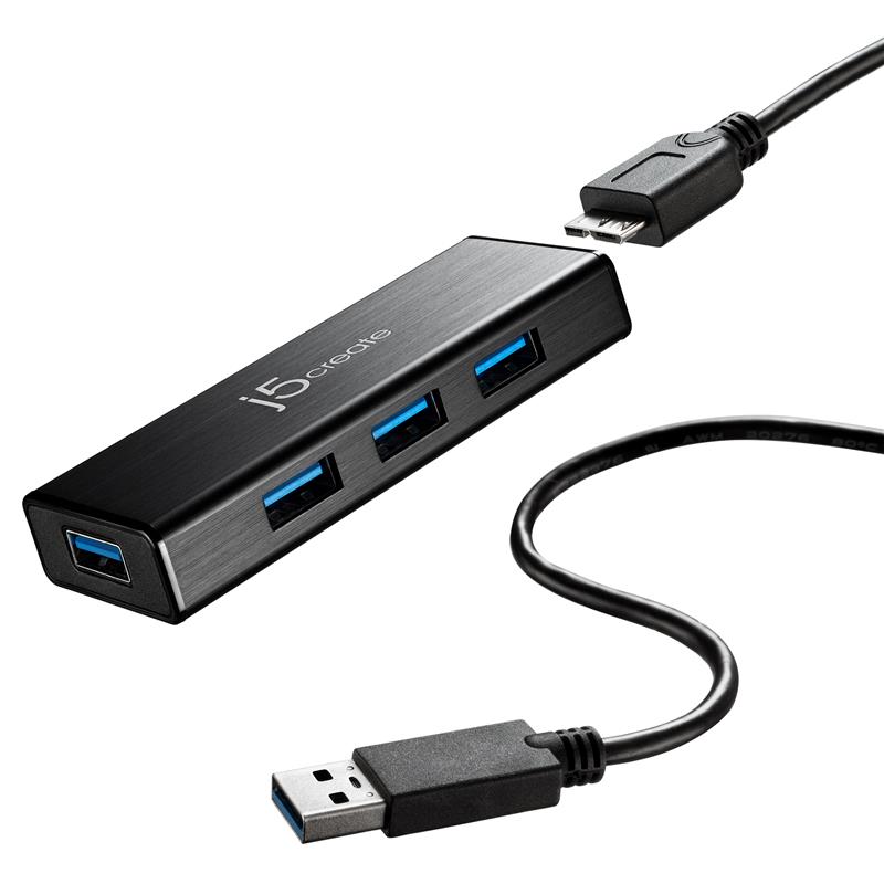 j5create 4-Port USB 3.0 Hub, Power Adapter Included(Open Box)