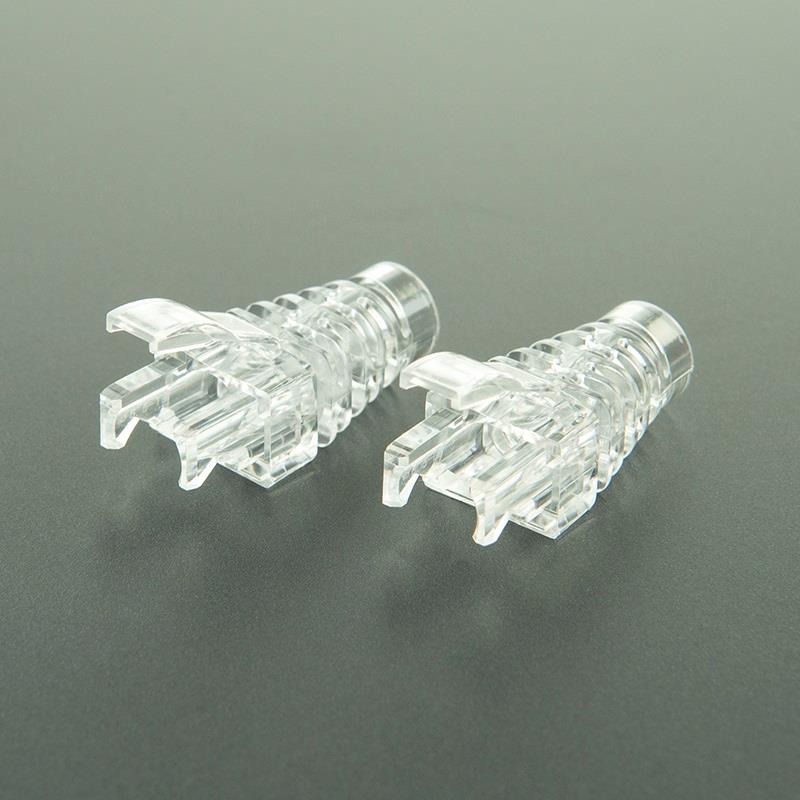 iCAN Cat6 CLEAR Boots Gold-plated RJ45 PLUG and Round Cable, 100 Packs