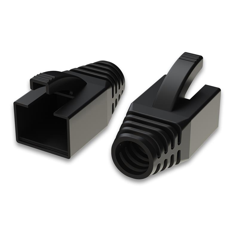 iCAN Cat6A 7.5mm Bottes NOIRES pour Cat6A, 50 Packs
