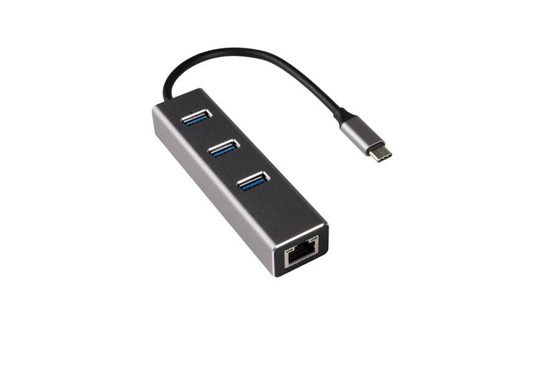 iCAN USB 3.1 Type C to USB 3.0 3-Port + Gigabit Ethernet Hub(Open Box)