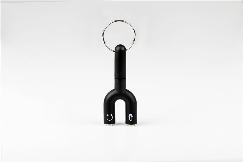 iCAN Audio & Mic 2 in 1 3.5mm Headphone Splitter Adapter, 3.5mm Male to 2xFemale, Black