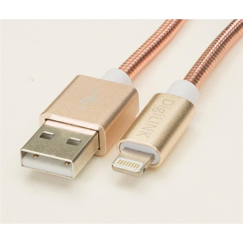 iCAN Lightning Metal Rose Gold Braided Jacket - 3 ft. (AP MFILTN-M03RI)(Open Box)